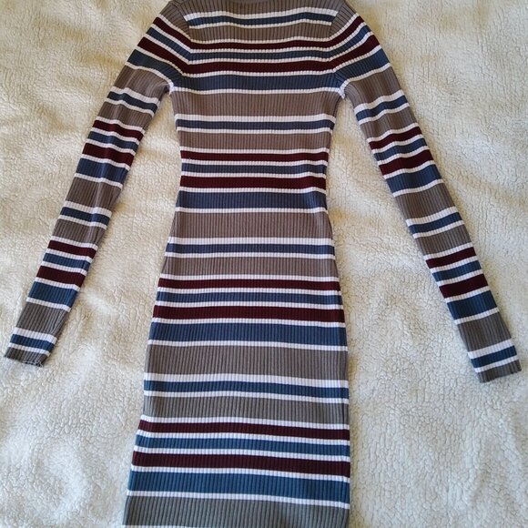 Form Fitting Striped Ribbed Sweater Dress EUC - Picture 7 of 8